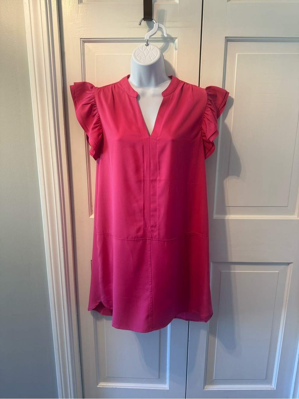 THML Vibrant Hot Pink Flutter Sleeve Shift Dress